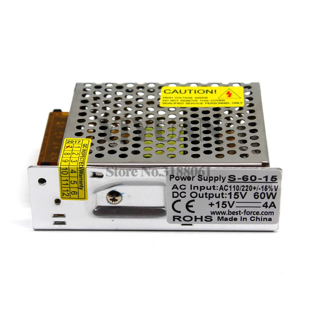 AC DC 15V 4a 60W импульсный источник питания светодиодный трансформатор 220V 110V To Dc15V