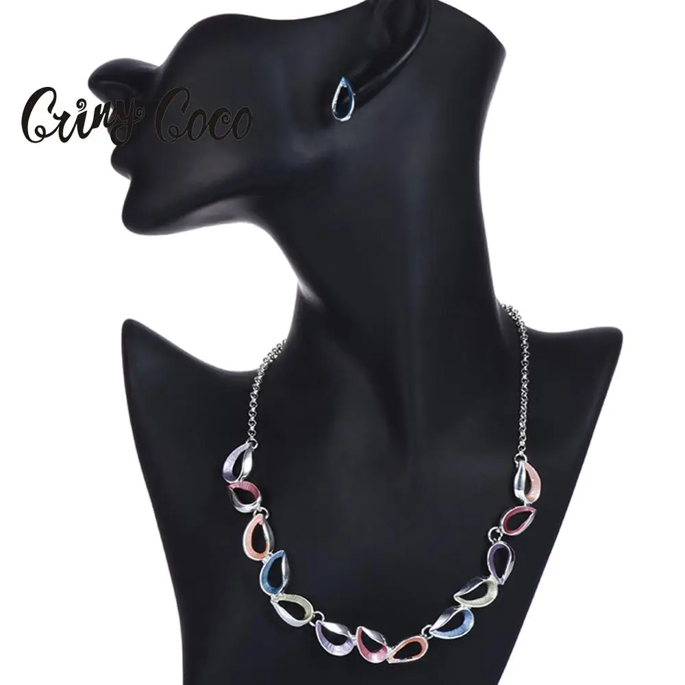 Cring Coco Новинка 2020 серебристые цепи чокер для женщин эмаль винтажная капля воды