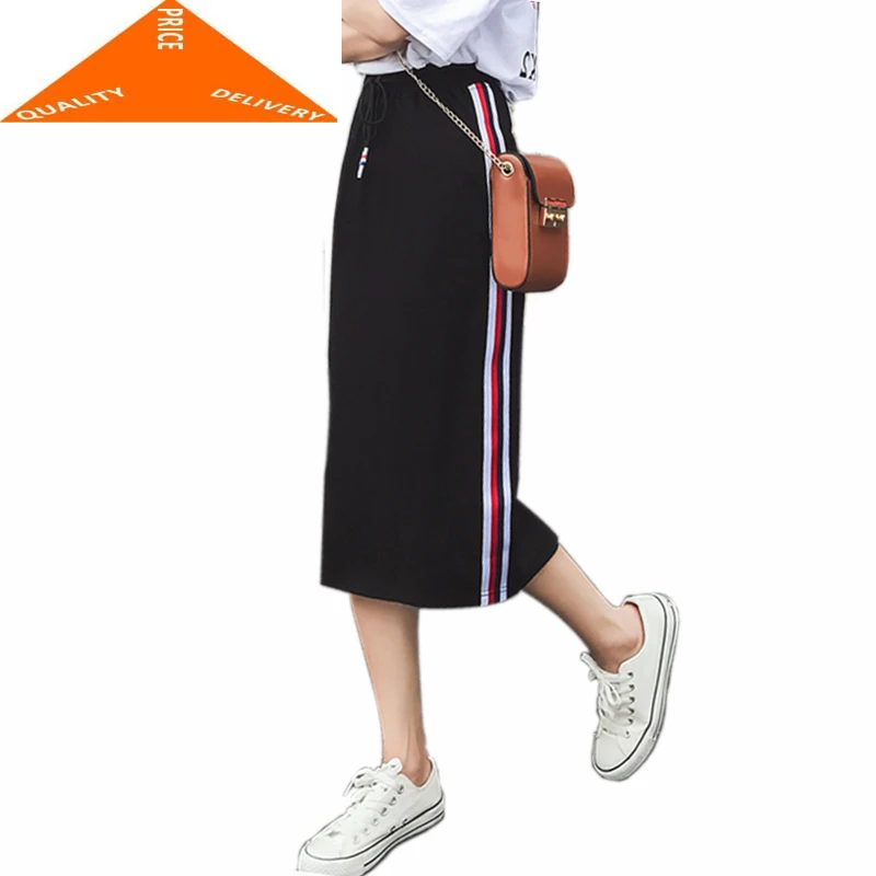 

Midi Summer Pencil Skirt for Women Clothes 2020 Korean Streetwear Casual Striped Bodycon Skirts Womens Jupe Femme LW522