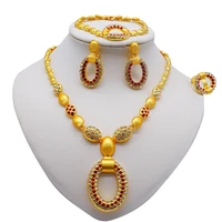 ethiopian gold jewelry sets 24k big oval necklace earring ring dubai gifts for women african wedding bridal set