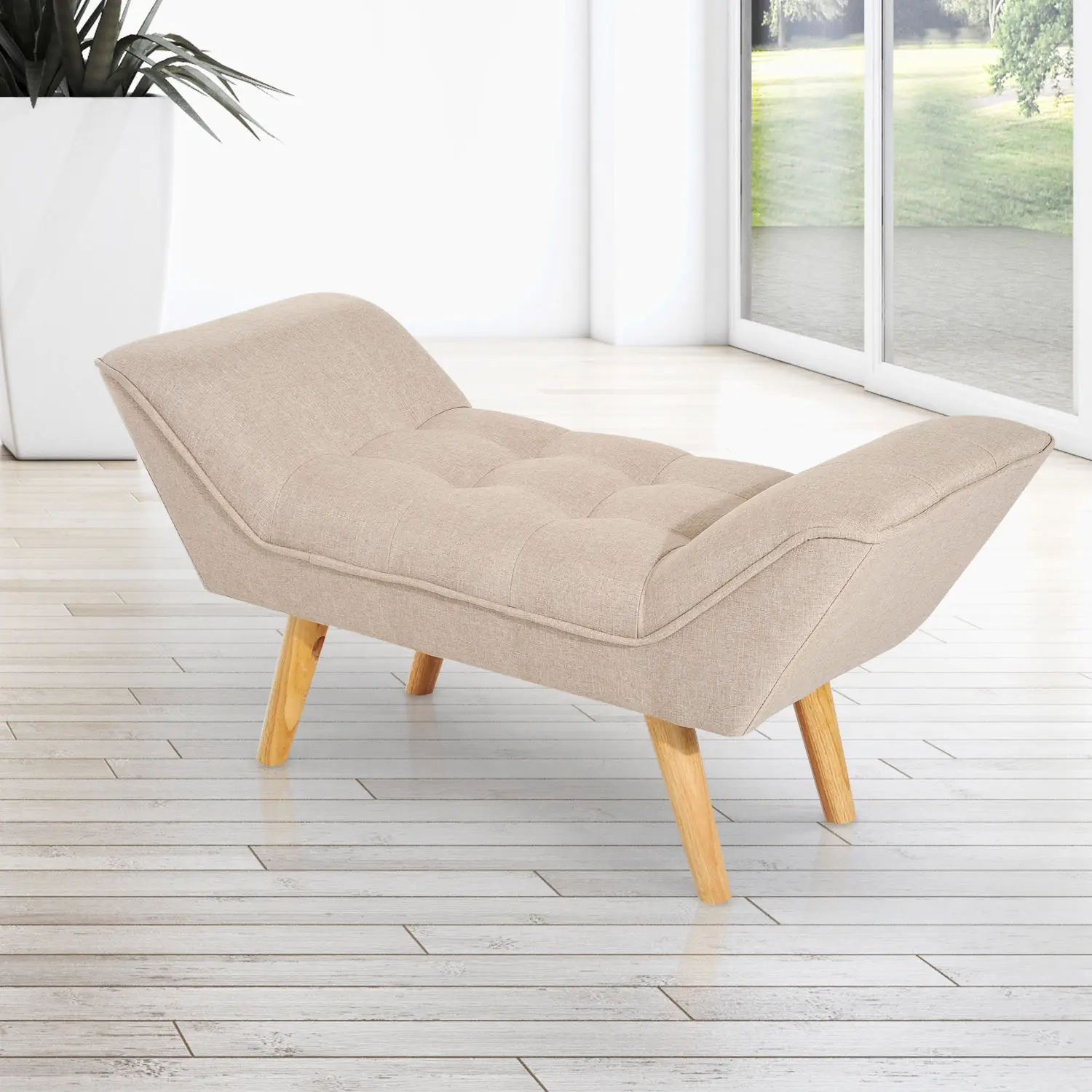 HOMCOM скамейка диван Chesterfield мягкое белье 117x46x55 см крем| |