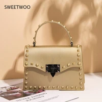 small pvc womens purse high quality courier shoulder handbag casual womens designer fashion rivet cross bag