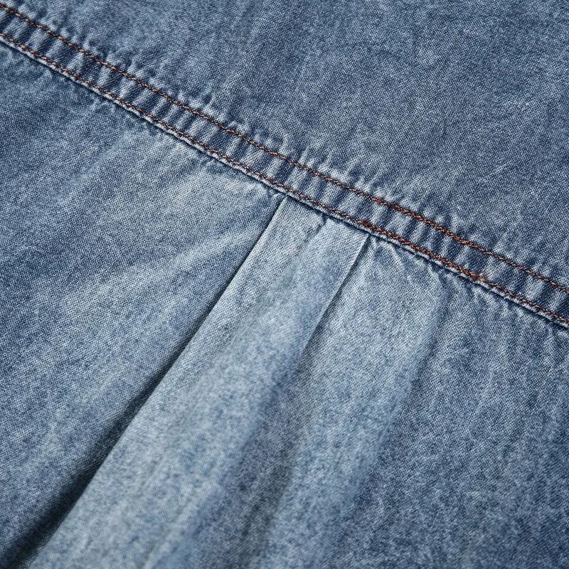 

AIOPESON Short-sleeved Denim Shirts Men Solid Color Cotton Casual Denim Shirt for Men New Summer High Quality Men's Shirts