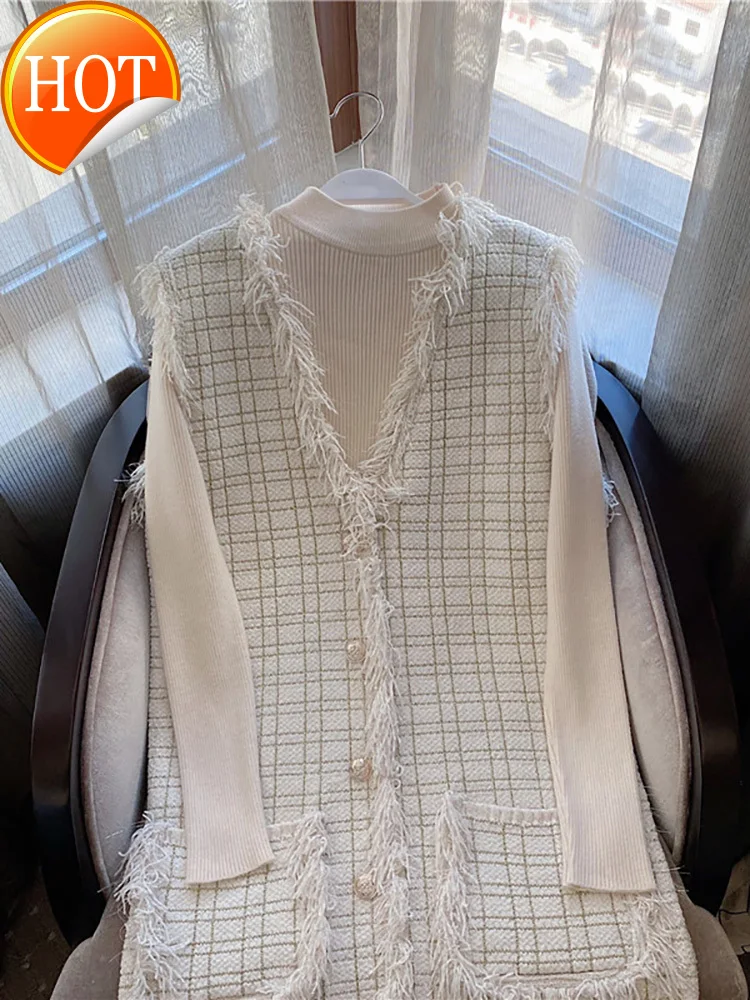 

Lanlin 2020 new female fashion celebrity temperament light mature style foreign style sweater skirt set two piece set autumn and