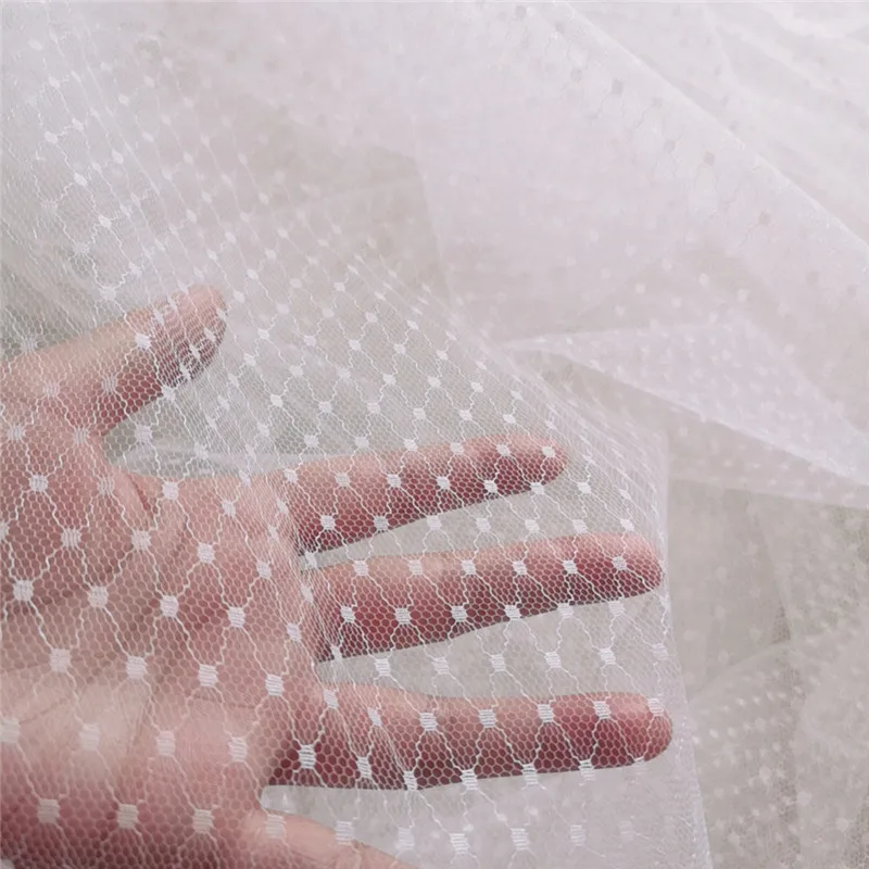 1 ярд высокое качество 150 см ширина маленькая в горошек белый гипюр кружевная