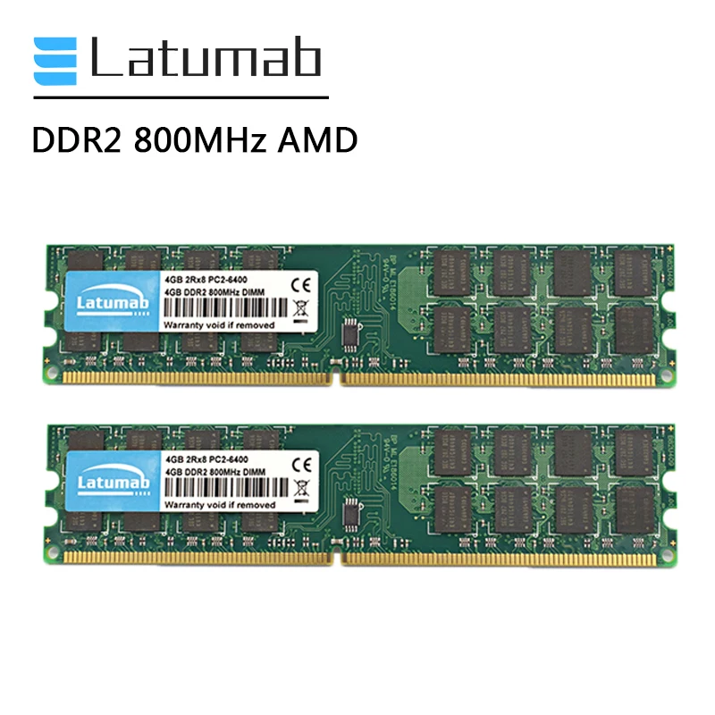 Latumab RAM DDR2 4GB 8GB (2x4GB) 800MHz Desktop Memory for AMD CPU Chipset Motherboard PC2-6400 240Pins 1.8V DIMM DDR2 PC Memory