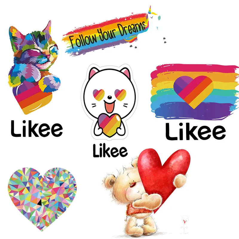 Нашивки с изображением сердца медведя кота термотрансферные нашивки на одежду