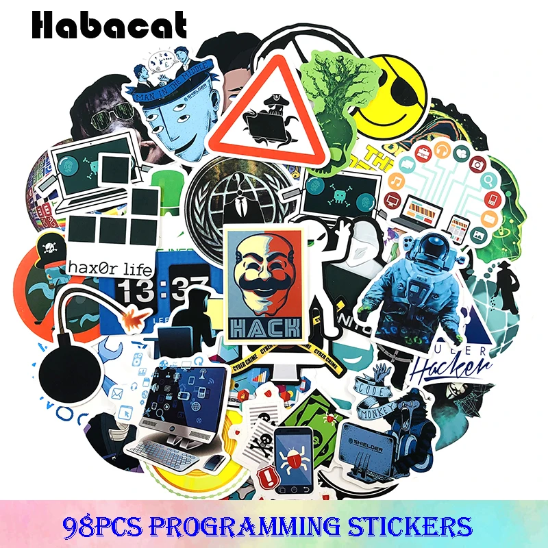 

98 Pcs/Pack Programming Graffiti Stickers Hacker Java C++ For Case Laptop Motorcycle Skateboard Luggage Decal Children Toys Car