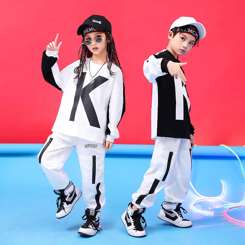 Детская крутая одежда в стиле хип хоп черно белая толстовка оверсайз топ