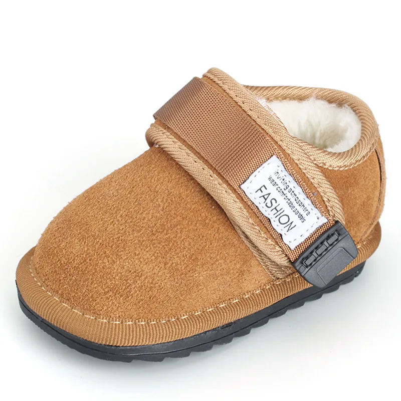 

XQT.GZ Baby Footwear Genuine Leather Toddler Shoes Winter Cotton Shoes Warn Plush Inside Shoes Baby Walking Shoes
