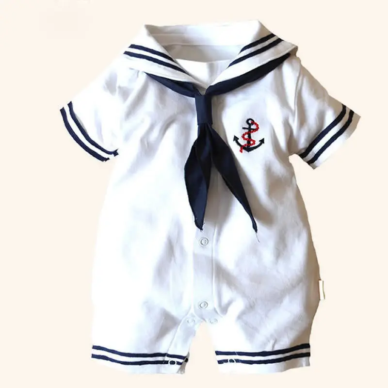 

2020 Newborn Boy Costume Baby Romper Jumpsuit Playsuit Sailor Infant