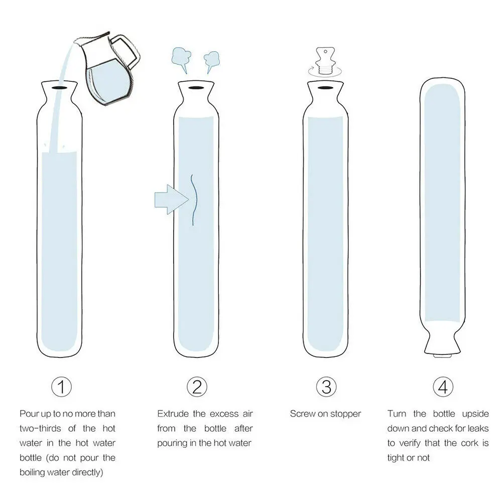 

2L Extra Long Hot Water Bottle Removable Cover Fur Thick PVC Silicone Rubber Irrigation Hand Palace Foot Warmer Bag Washable