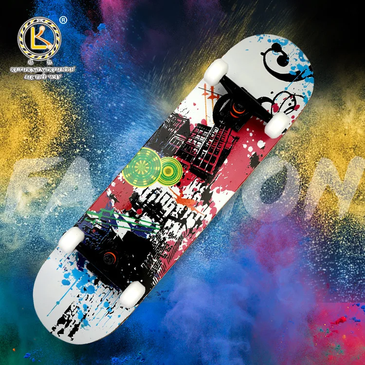 

Wood Complete Skate Board Double Rocker Beginner Freestyle Surf Skateboard Street Brushing Kaykay Skate Board Accessories BI50SB