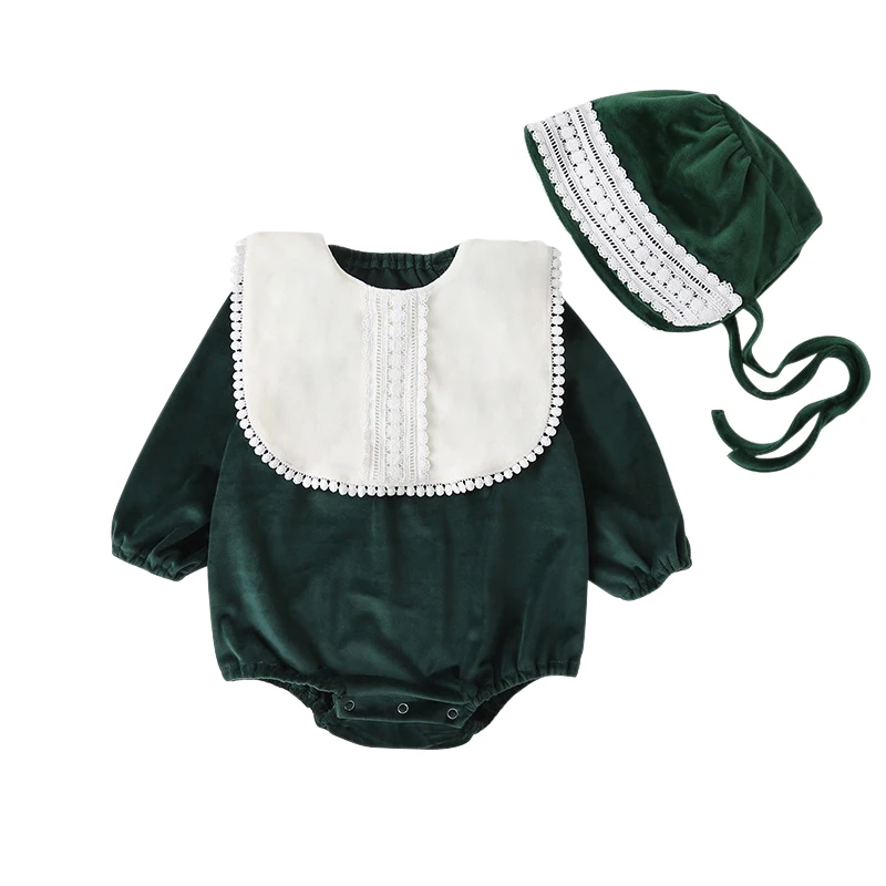 

Baby Girls Fashion Romper Toddler Velvet Long Sleeve Lace Jumpsuit Set Princess Infant Girl Autumn Spring Clothes