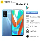 Смартфон Realme V13, Android 11, 5G дюйма, FHD +, 90 Гц, Восьмиядерный процессор, 48 МП, 6,5 мА  ч, 18 Вт, быстрая зарядка