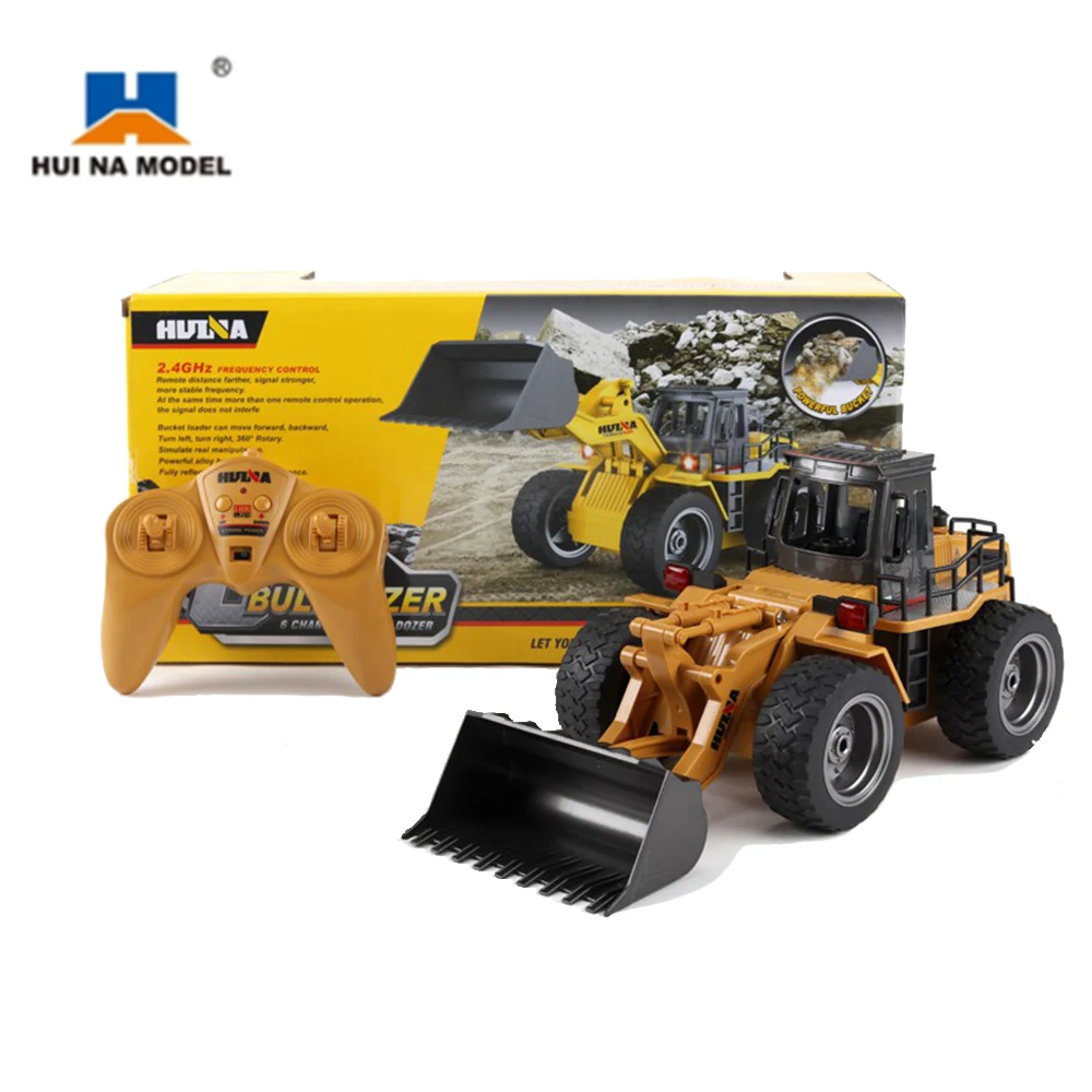 HUINA 1520 6CH 1/18 2.4GHz RC Metal Bulldozer RTR Front Loader Engineering Toy Remote Control Construction Tractork Vehicle