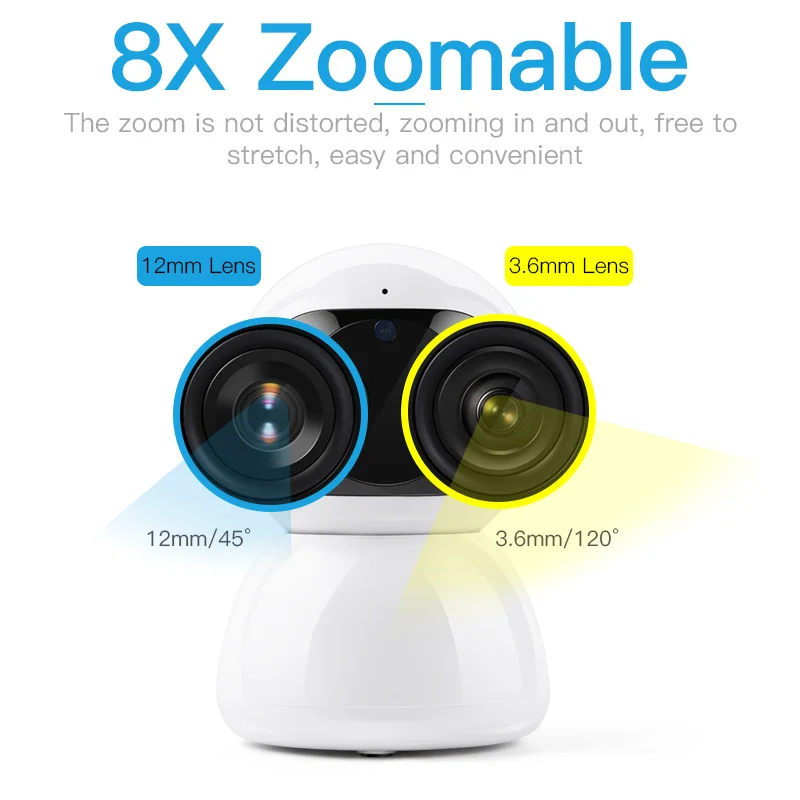 1080P 2.0MP с двумя объективами 8X зум Камера Wi-Fi автоматическое слежение за Облако IP