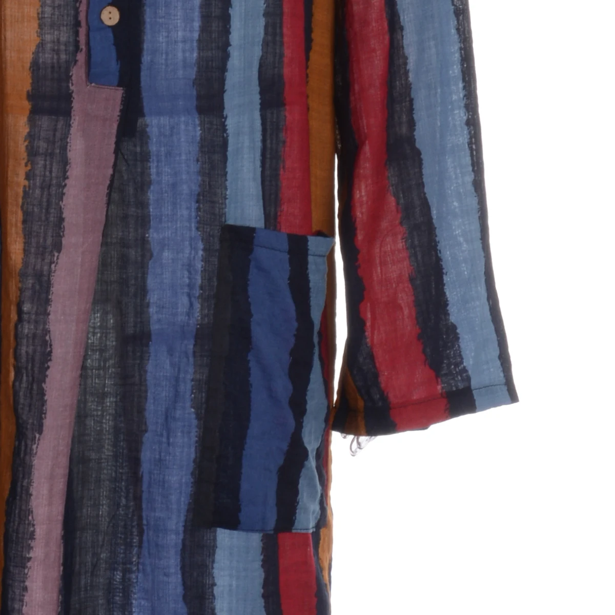 Men Islamic Arab Muslim Kaftan Round Collar Long Sleeve Pockets Vintage Robes Middle East Solid Striped Jubba Thobe S-5XL | Тематическая