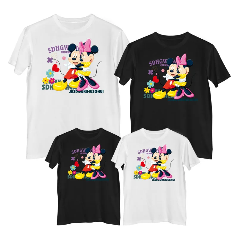 Футболка женская летняя из 100% хлопка с изображением Микки Мауса и Минни Маус |