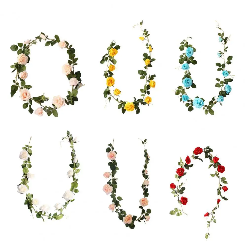

1Pc 1.8M Artificial Rose Decorative Vivid Faux Silk Flower Vines Garland Fake Flower for Wedding