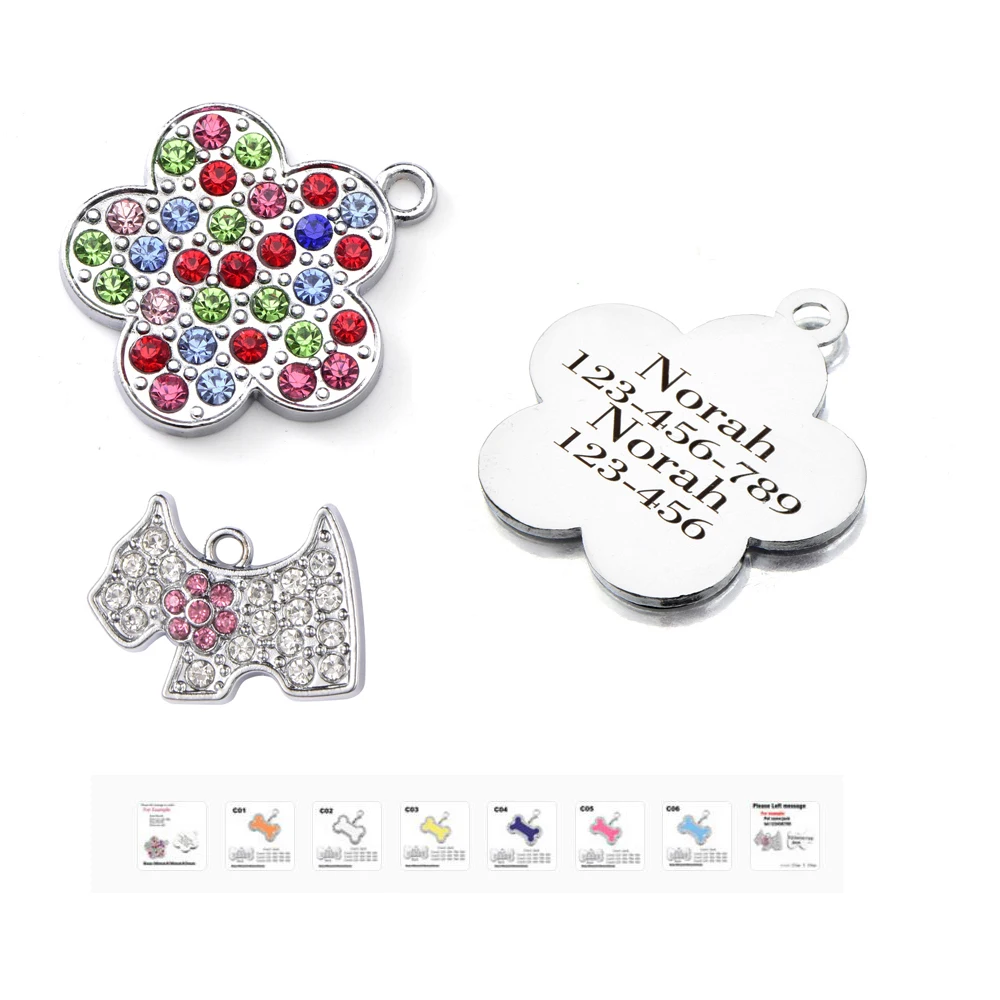 Алмазные идентификационные бирки для собак и кошек персонализированный телефон