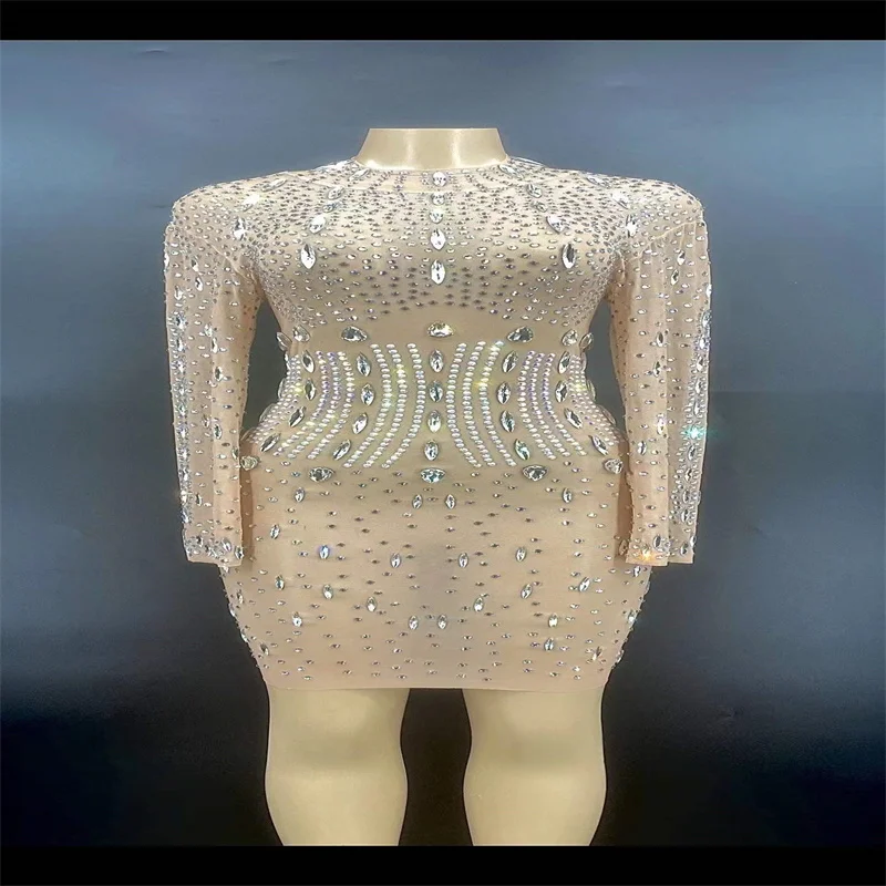 

Q285 Elastic Stretched Bodysuit Pole-Dancer Perform Ballroom Shinning Rhinestones Catwalk Crystals Nightclub Host Music Festival