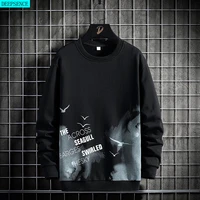 autumn new product printing round neck mens bottoming shirt fashion casual black mens top long sleeve t shirt for men