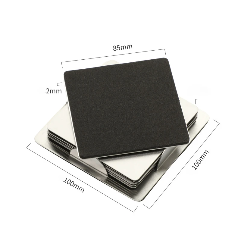 

Stainless Steel Square Drink Coasters Set Of 6 Holder Stylish Modern Design Home