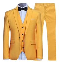 yellow custom made groom tuxedos mans suits for wedding mans dinnerparty suit prom dresses three pieces suitjacketpantsvest