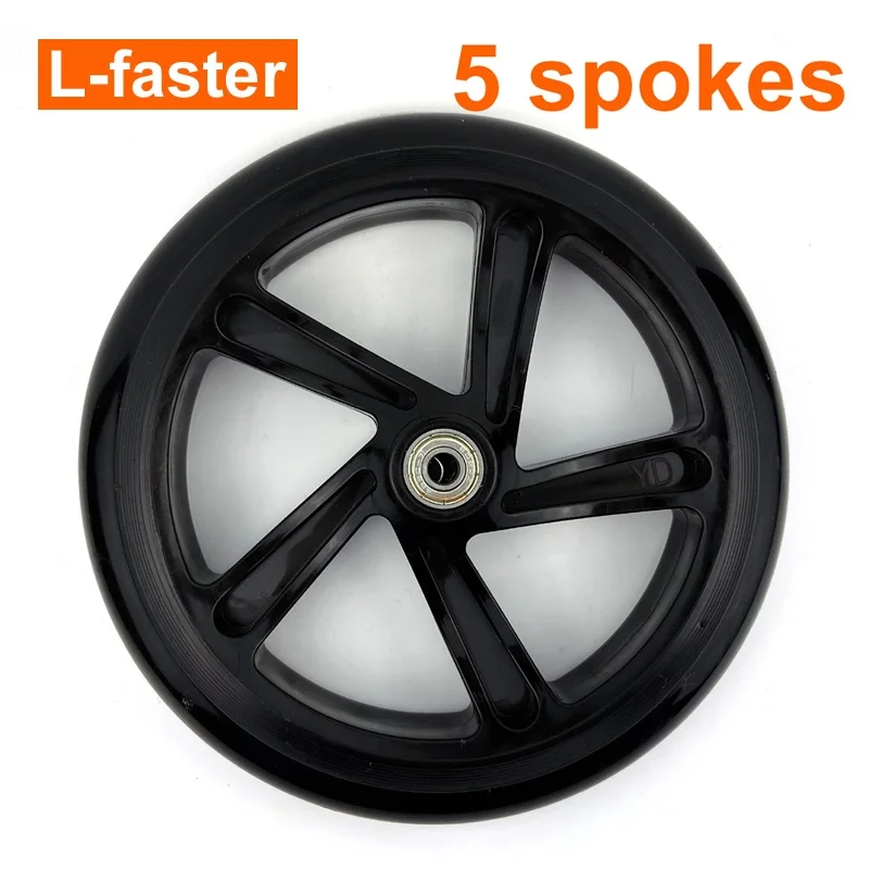5 spokes wheel 8 дюймов скутер PU колеса с подшипниками дети Kickscooter колесный скутер для взрослых запасные колеса корзина для покупок Твердые колеса - Цвет: 5 spokes wheel