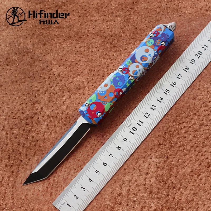 Нож с черепом Hifinder D2 черное лезвие Ручка: 6061-T6 алюминиевый тактический инструмент