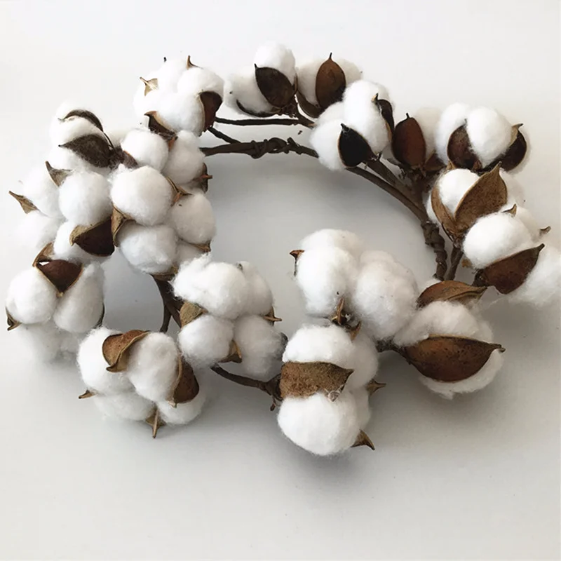 

Artificial Cotton DIY Wreath Home Wedding Decoration Christmas Garland Natural Dried Flower Decor Floral Farmhouse Decoration