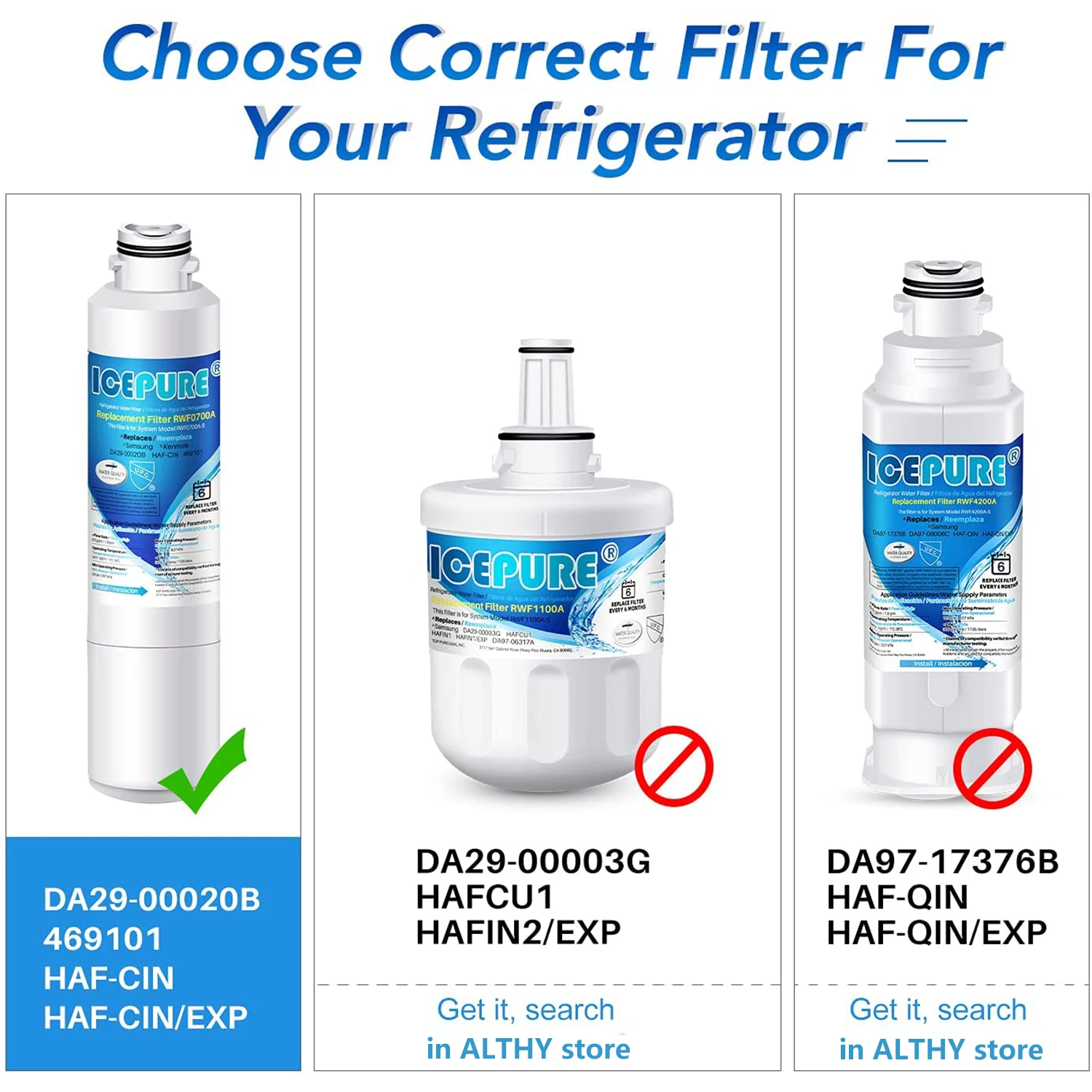ICEPURE Refrigerator Water Filter Replacement for Samsung DA29-00020B, DA29-00020A, HAF-CIN EXP & KENMORE 469101 -NSF 42 NSF 372 enlarge