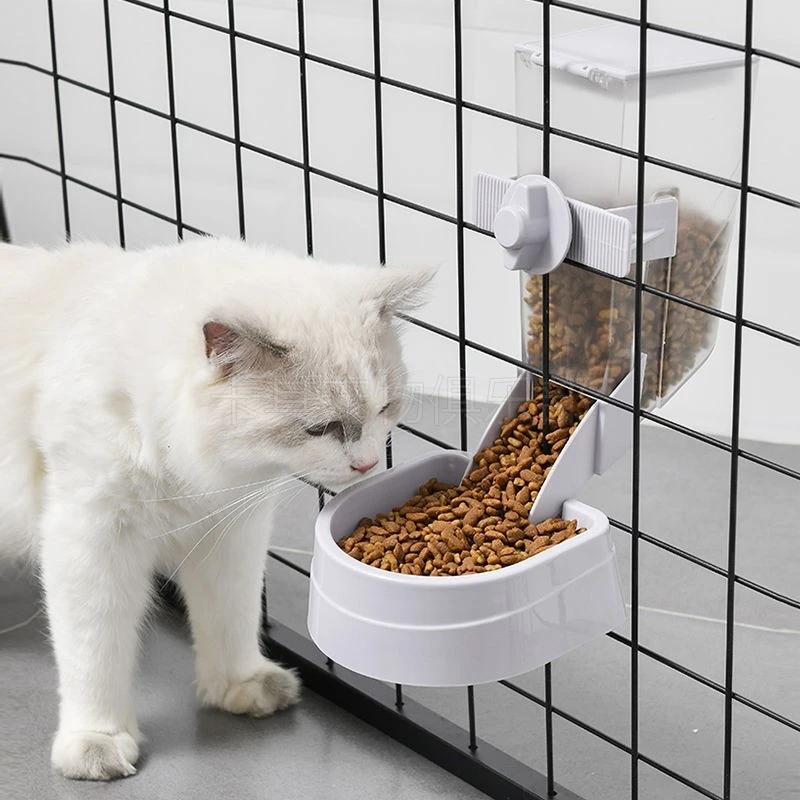 500ML Pet Cat Food Bowl Dog Drinker Can Hang Dispenser for Cats Cage Puppy Kitten Automatic Drinking Water Supplies