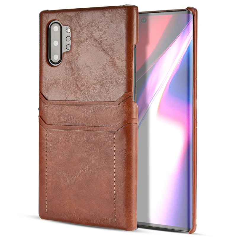 For Samsung Note10 Phone Back Case Oil Wax Skin Retro Card Leather Slim Business Smart Cover for Galaxy Pro | Мобильные телефоны и