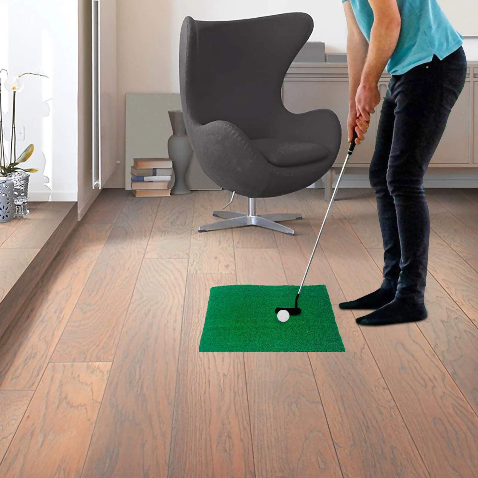 

Portable Golf Training Mat Swing Detection Pad Home Office Party Game