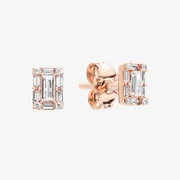 original 925 sterling silver earring rose gold square diamonds earrings for women birthday diy authentic jewelry making gift