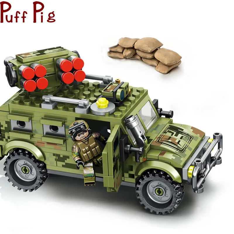 269pcs Tiger Assault Car Building Blocks Military Armored Vehicle DIY Truck Bricks for Children Educational Toys Boy's Gift | Игрушки и