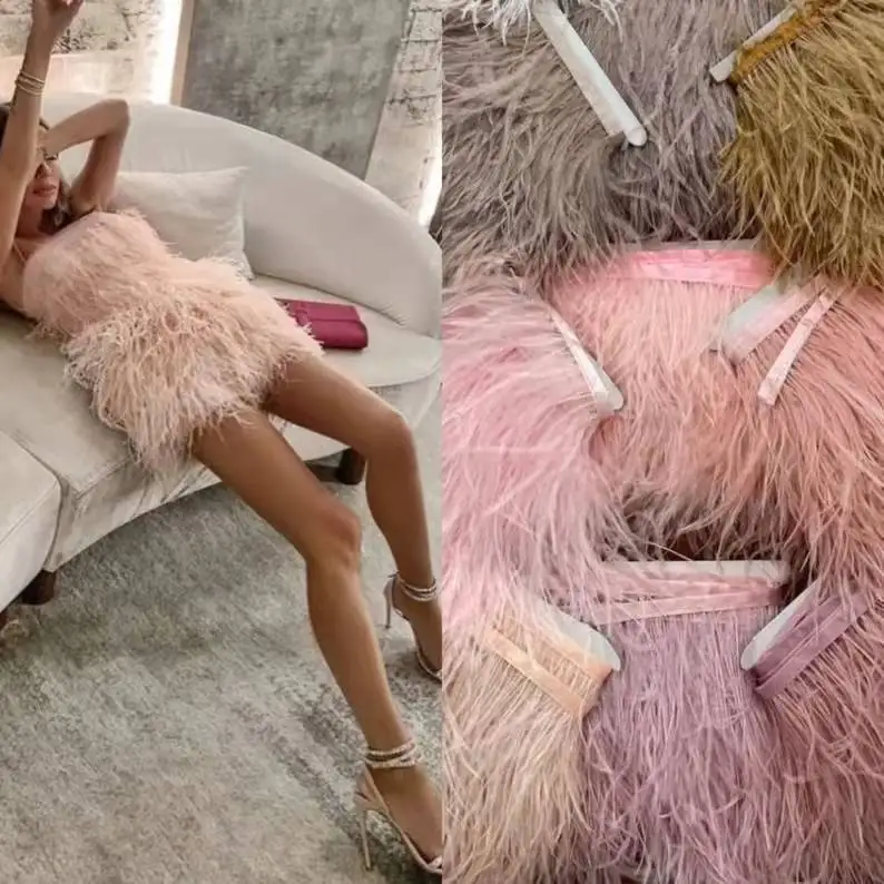 

10 Meter Real White Ostrich Feather Trim for 10-15cm Clothes Ribbon Trims Feather Wedding Dress/Skirt Plumas Plume Decoration