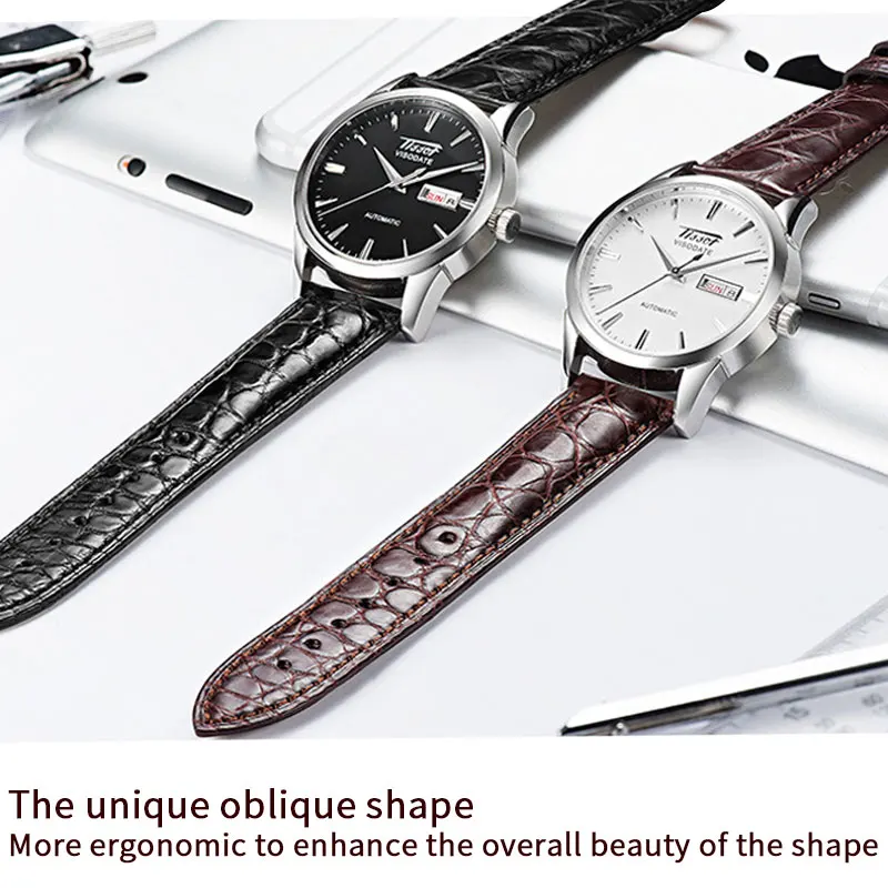 

Crocodile American Alligator Watchbands Pilot Genuine Leather Watch Band Bracelet Strap Man 20mm 22mm Black Brown Business Men