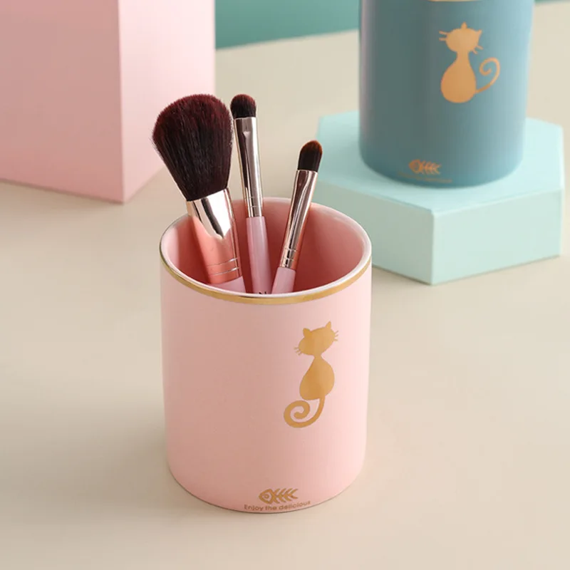 Скандинавский мультяшный керамический органайзер для кистей макияжа Настольный