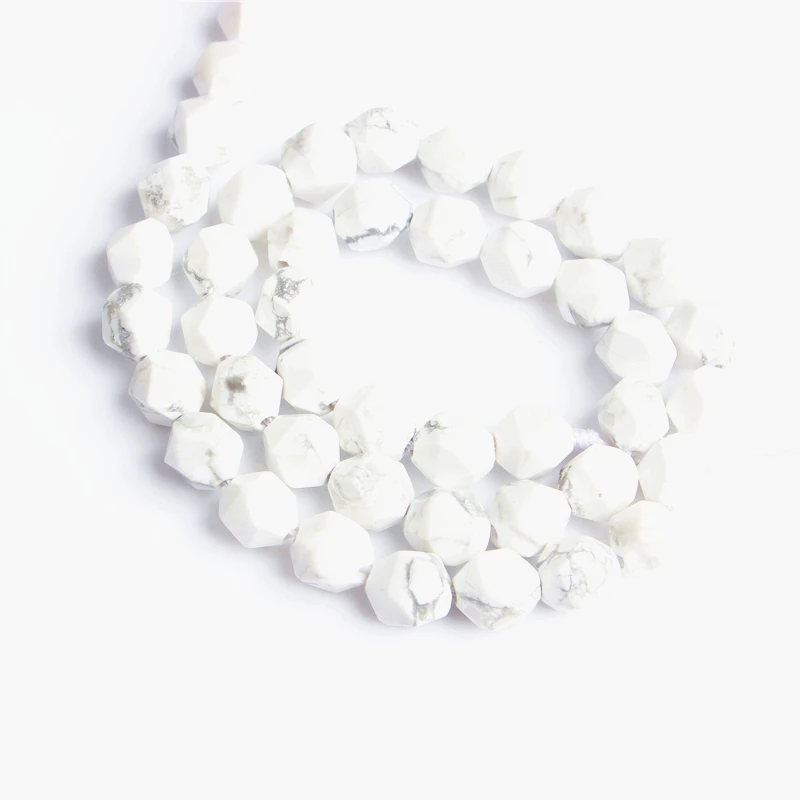 

Lingxiang naturally carves small flat White Turquoise loose beads for jewelry DIY stone bracelets and necklaces