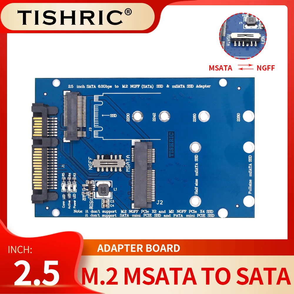 Адаптер TISHRIC Msata-Sata 2 5 дюйма адаптер M2 на Sata 60Gdps SSD M.2 NGFF и Msata для ПК | Компьютеры офис