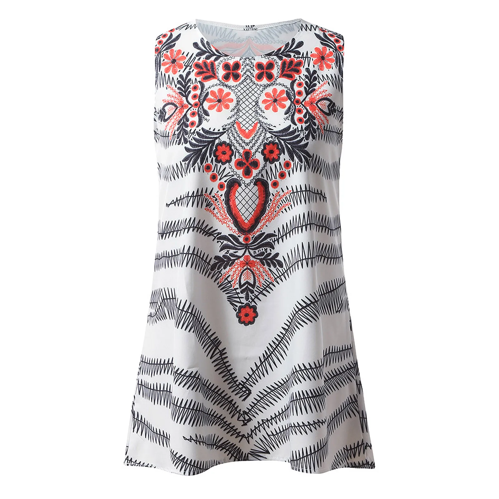 

Sleeveless Floral Printed Summer Women Dress O Neck Short Dress Vintage Female Mini Beach Vintage Boho Dresses Vestidos 2021 New