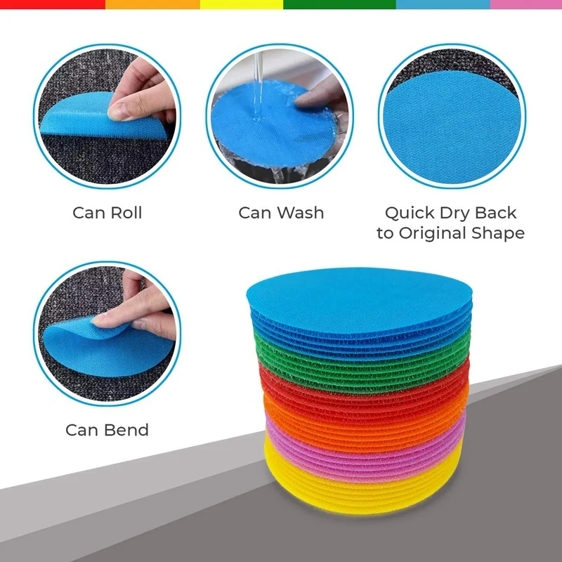 Sitting in the Classroom's Attractions -30 Round Carpet Spots 5 Bright Colors |