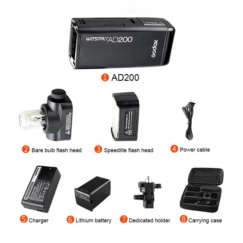 Godox AD200 200Ws 2 4 г ttl Карманный стробоскоп 1/8000 HSS беспроводной монолайт с батареей