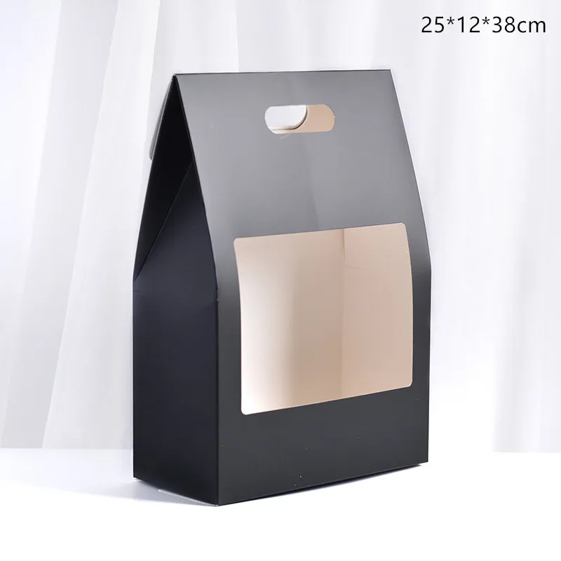 Black 5 шт. портативный окно коробка 25*12*38 см водонепроницаемый крафт бумага складной платок цветок мешок подарочная коробка - Цвет: Black
