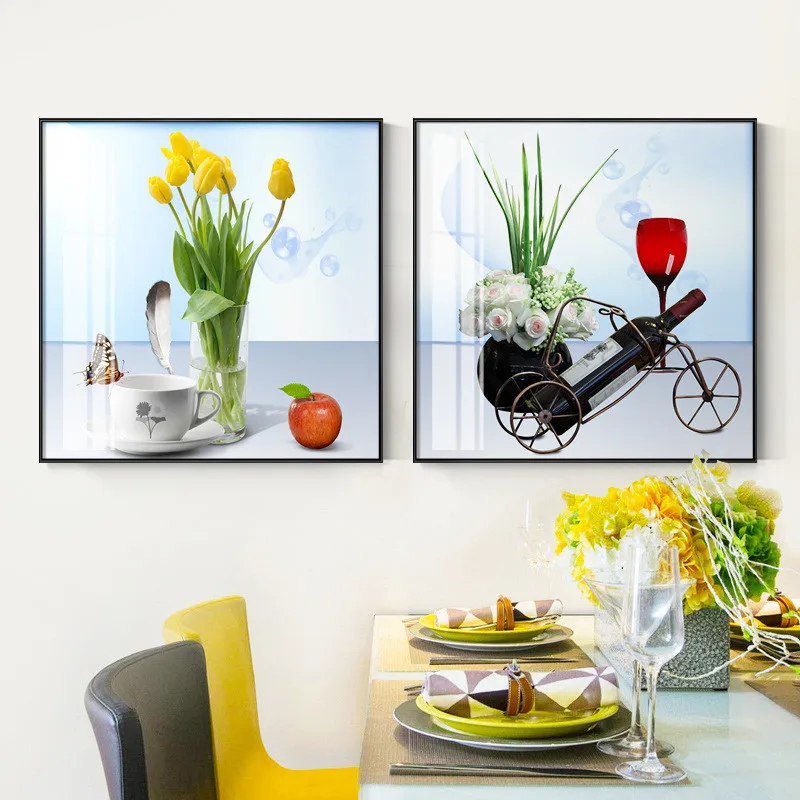 Модульная посуда для кухни постер на холсте с изображением зеленых фруктов