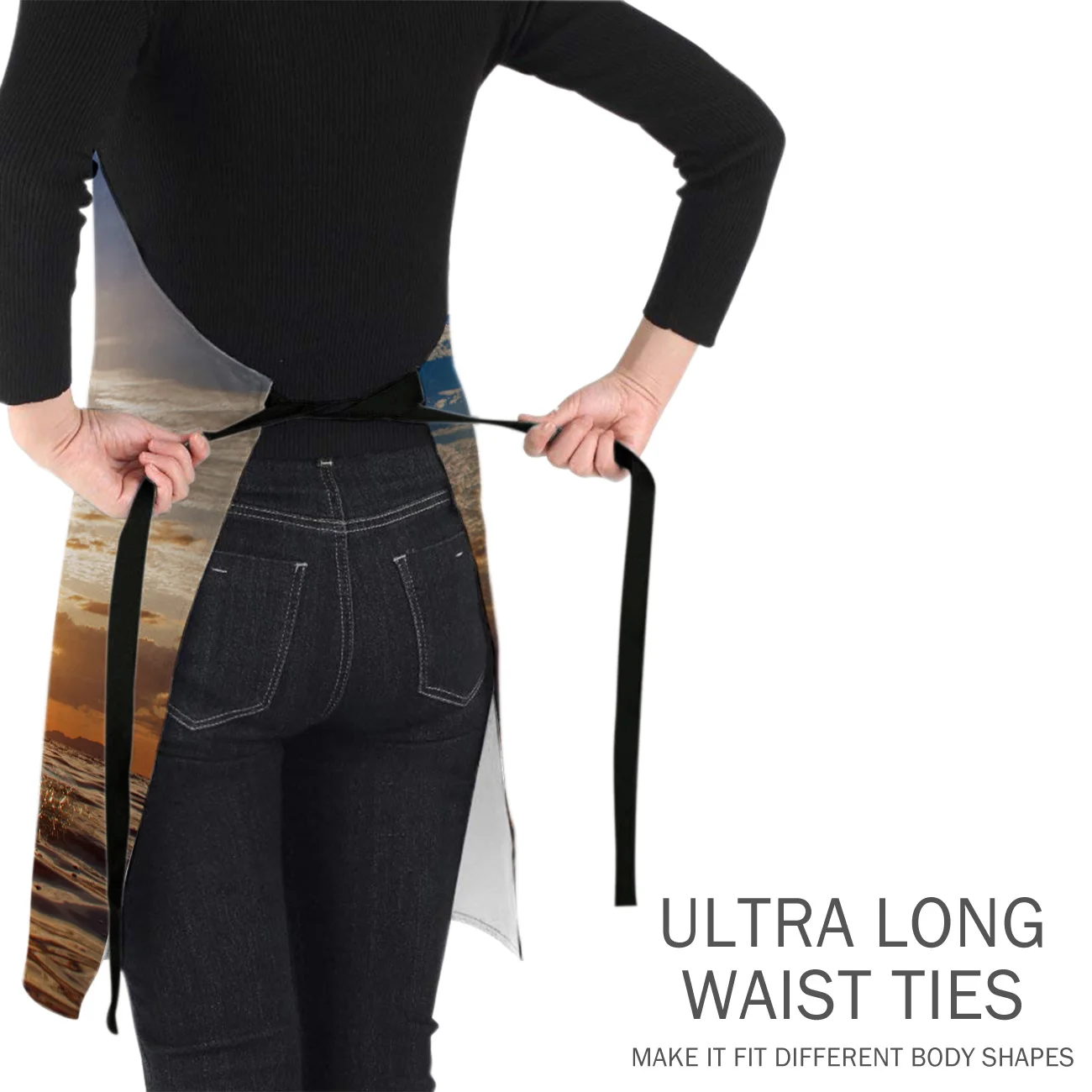 Морская волна закат дельфин рыба кухонный фартук для приготовления пищи женщин