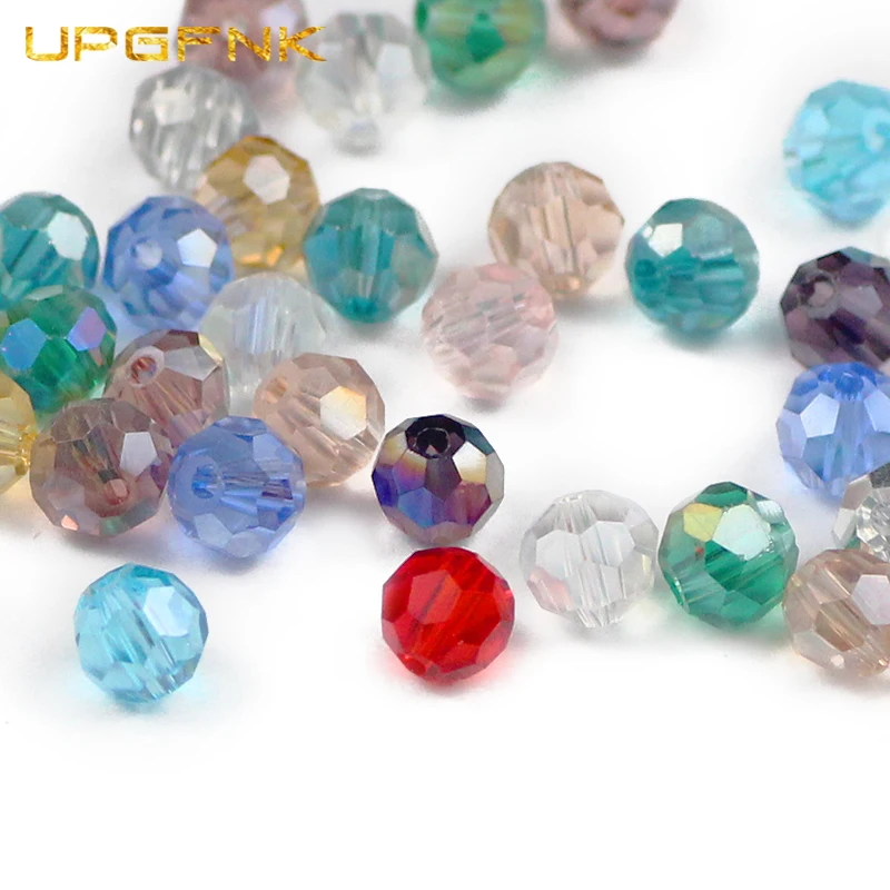UPGFNK Фасетированные австрийские хрустальные бусины 8мм 30шт Круглые шарики Рассыпные стеклянные проставки для изготовления ювелирных изделий браслеты Аксессуары DIY.